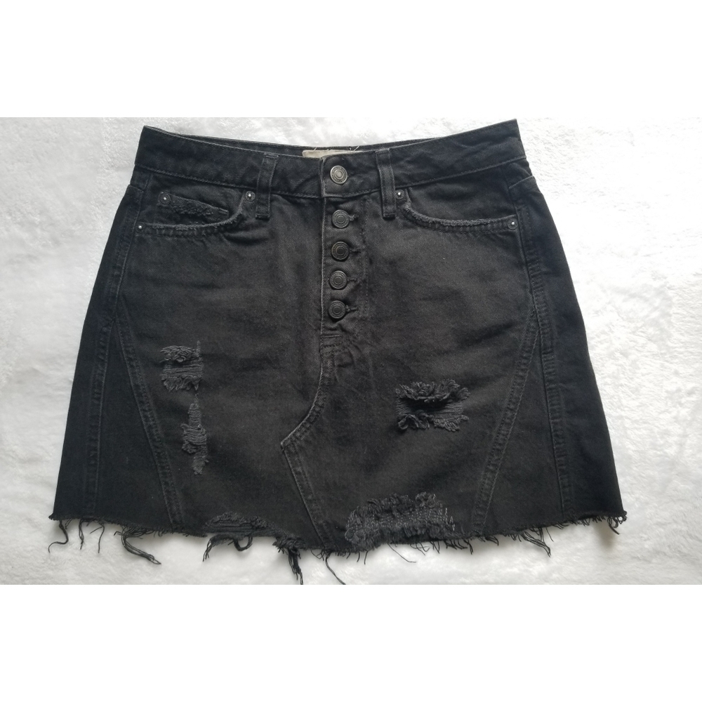 We the Free— Free People Denim A-line skirt in black - Picture 2 of 10